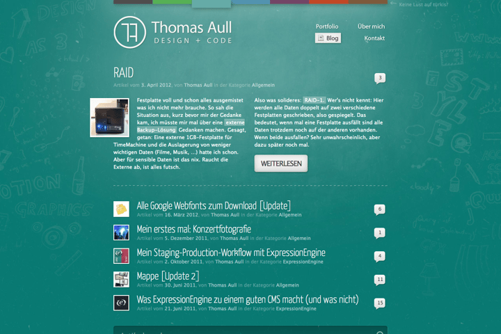 Thomas Aull Blog website preview